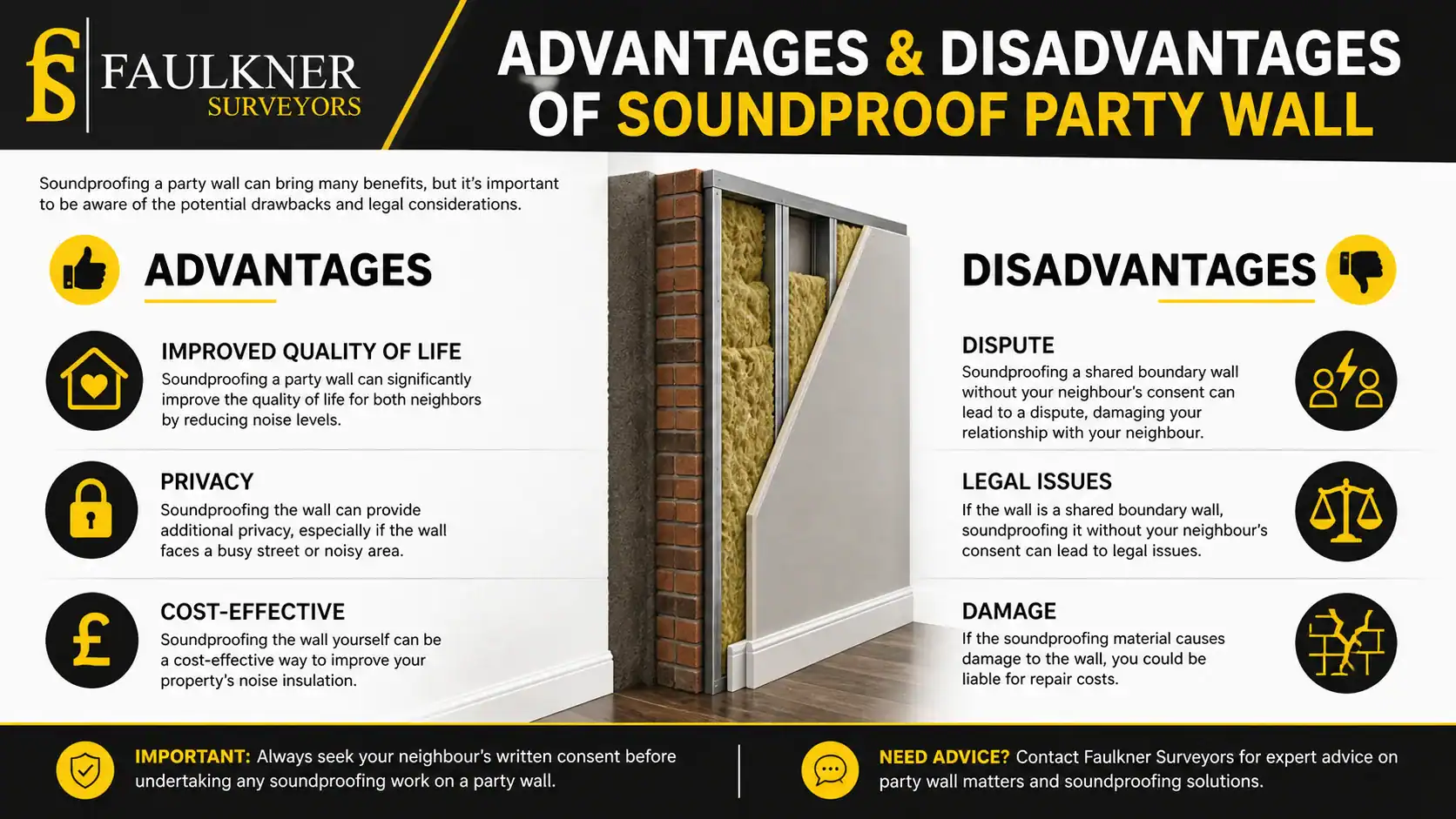 Can you soundproof a Party wall? 2 Advantages and Disadvantages of Soundproof Party Wall Dagenham